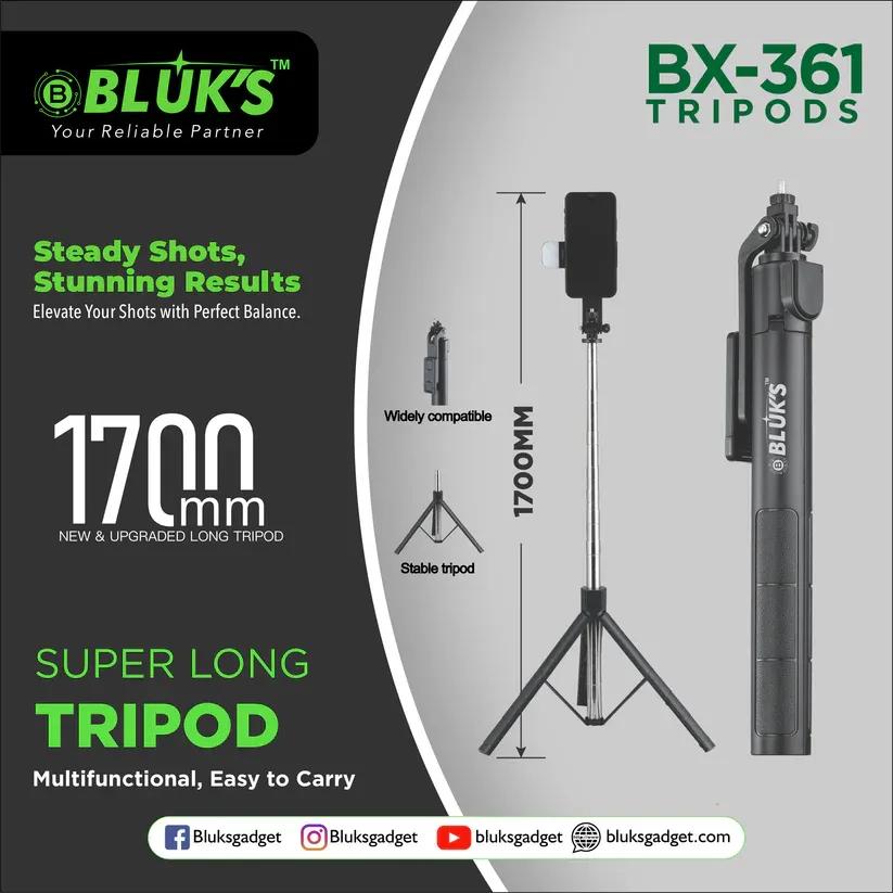 BX-361 Super Long 1700mm Selfie Stick & Tripod Stand
