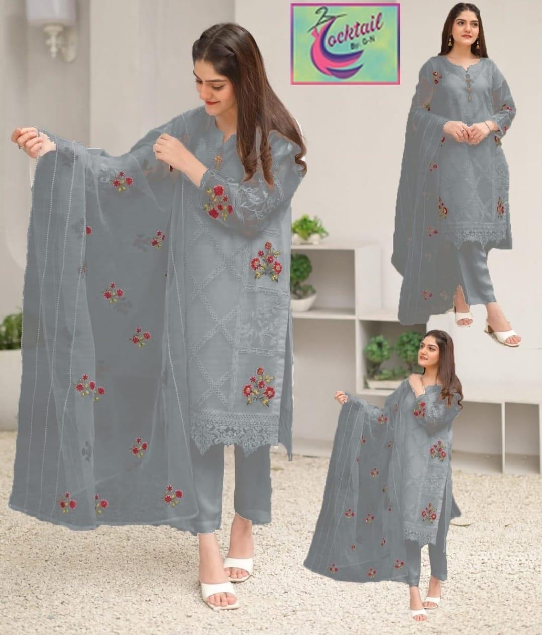 3 Pcs Women's Stitched Embroidered Suit
