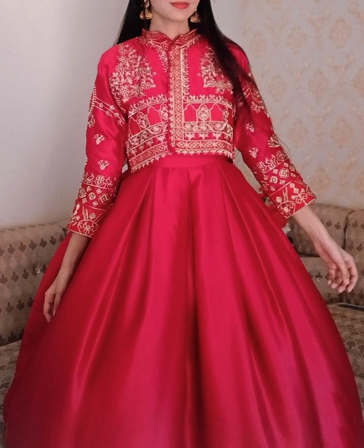 2 Pcs Women's Stitched Embroidered Maxi And Jacket