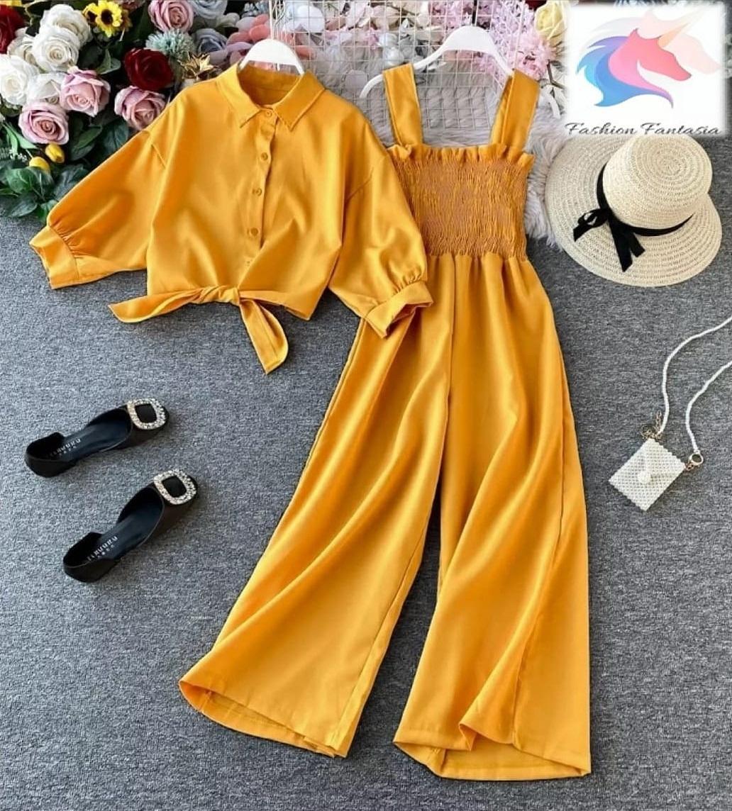 2 Pcs Women's Stitched Plain Shirt And Trouser