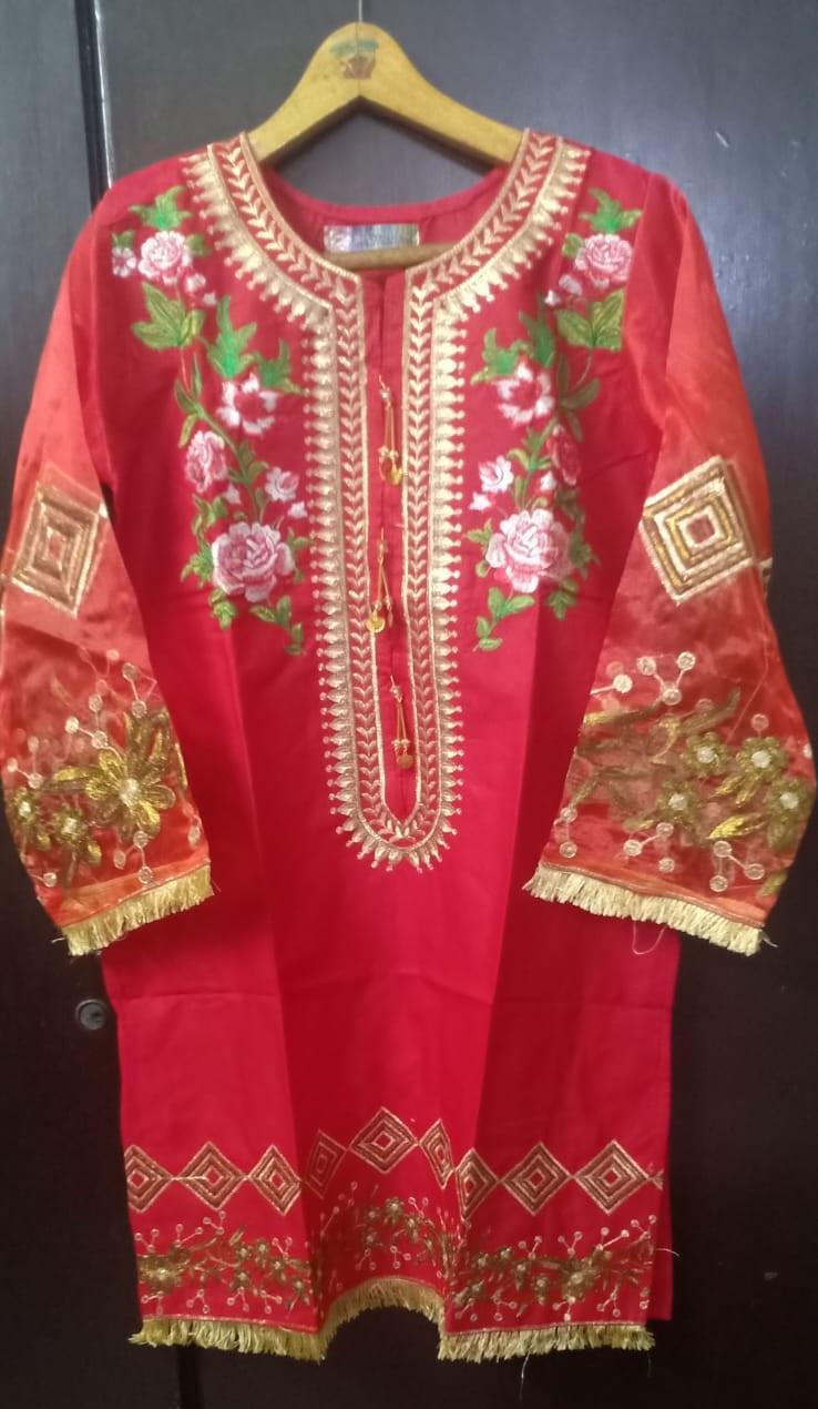 1 Pc Women's Stitched Embroidered Kurta