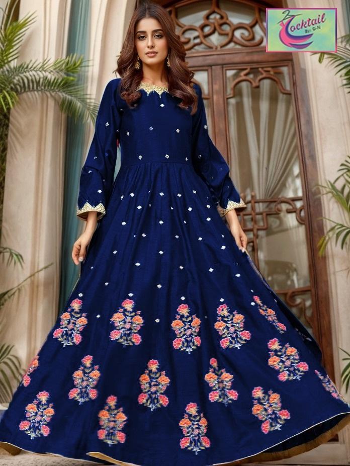 2 Pcs Women's Stitched Embroidered Maxi And Trouser