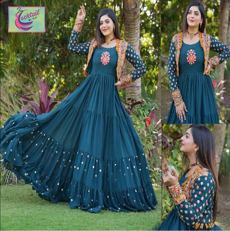 2 Pcs Women's Stitched Embroidered Maxi and Jacket