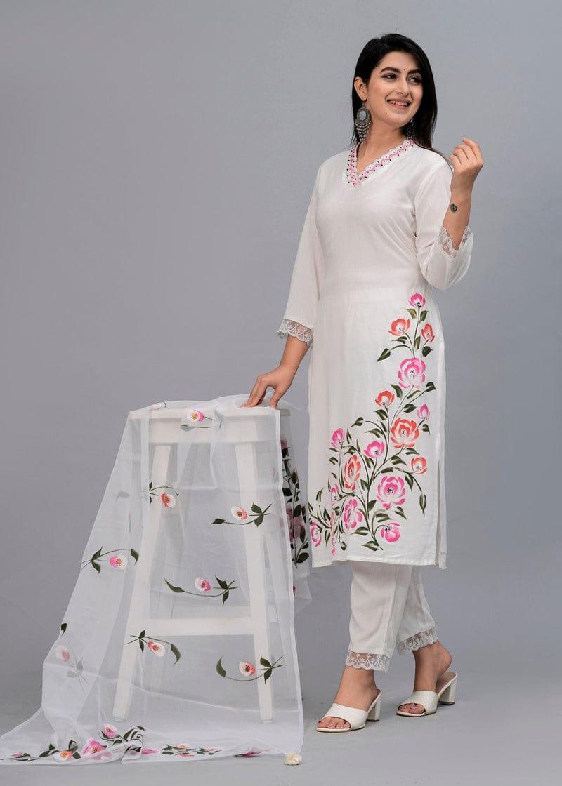 3 Pcs Women's Stitched Silk Printed Suit