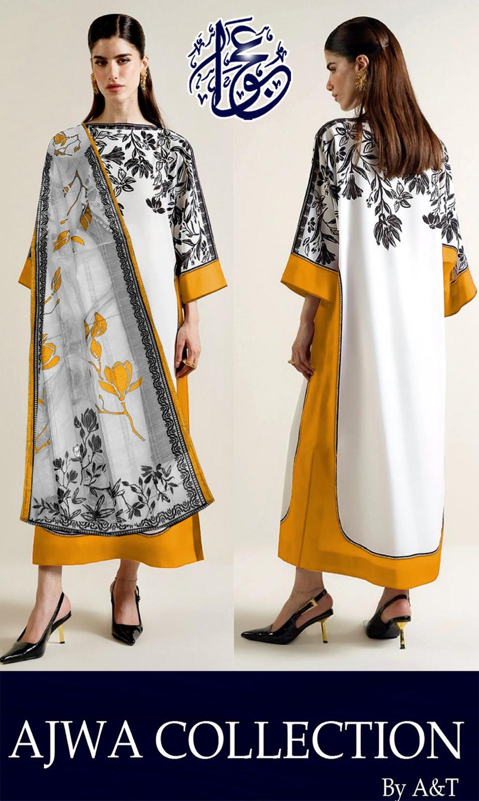 3 Pcs Women's Stitched Lawn Printed Suit