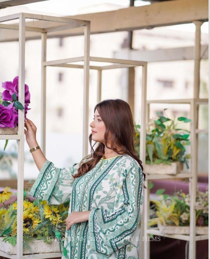 2 Pcs Women's Stitched Swiss Lawn Printed Shirt And Trouser