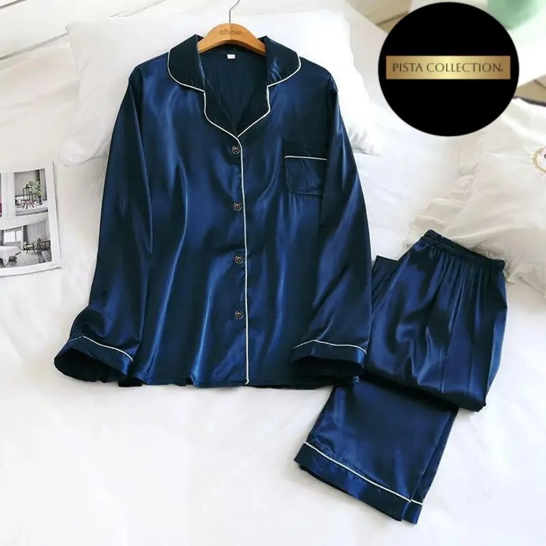 2 Pcs Women's Stitched Silk Plain Shirt And Trouser