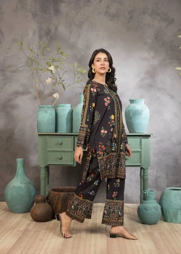 2 Pcs Women's Stitched Swiss Lawn Printed Shirt And Trouser