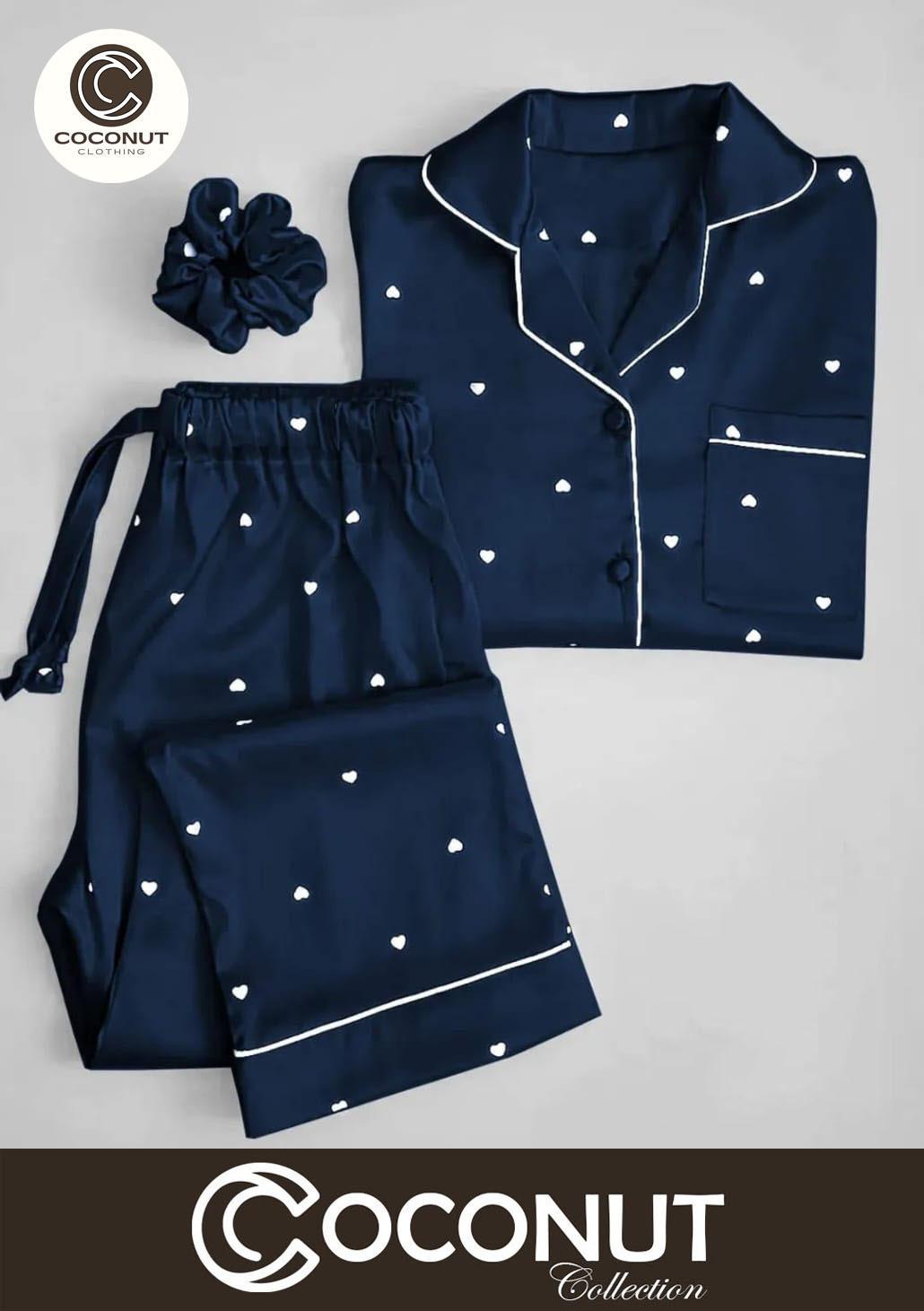 2 Pcs Women's Stitched Silk Printed Night Suit