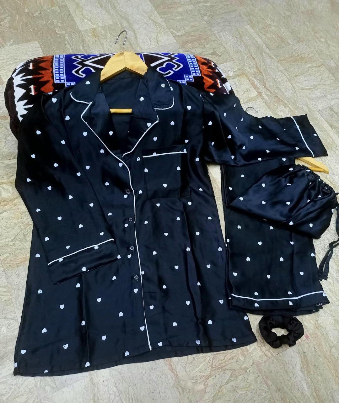 2 Pcs Women's Stitched Silk Printed Night Suit