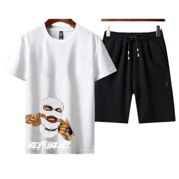 2 Pcs Men's Jersey Printed T-Shirt & Shorts Tracksuit