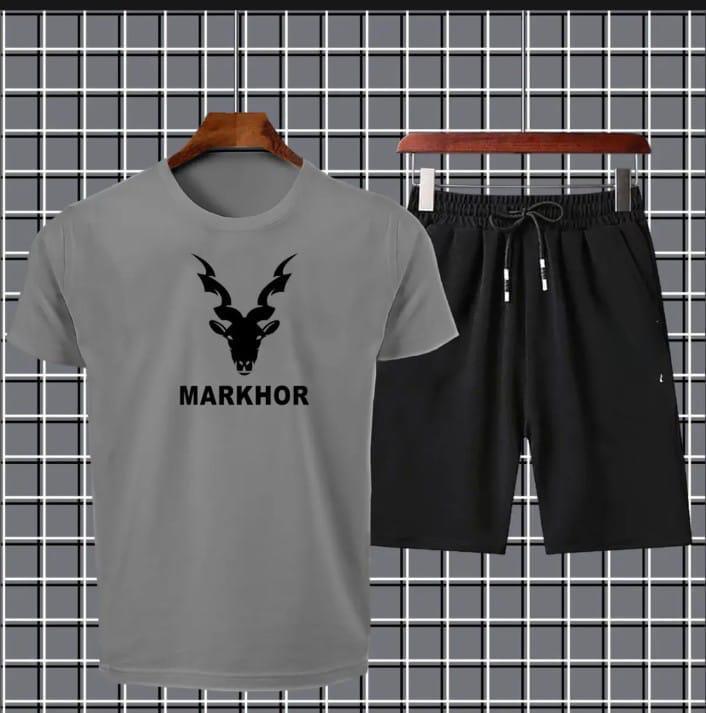 2 Pcs Men's Jersey Printed T-Shirt & Shorts Tracksuit