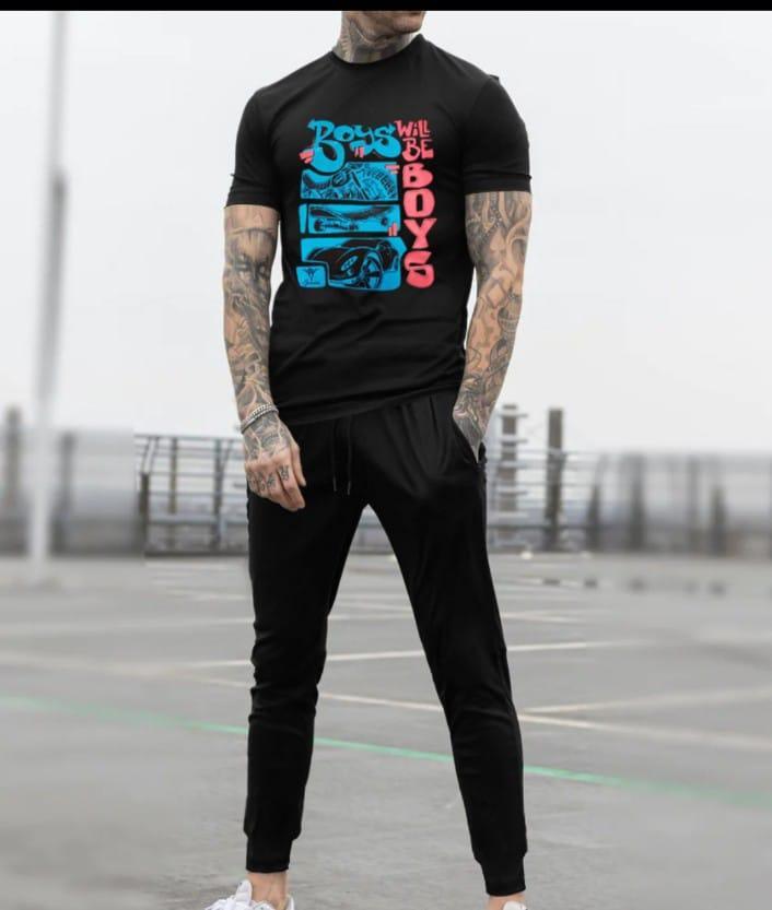 Men's Printed Jersey Track Suit - 2 Pcs Activewear Set