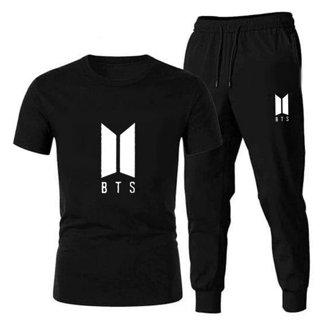 Men's Printed Jersey Track Suit - 2 Pcs Set in Black