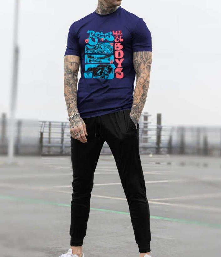 Men's Printed Jersey Track Suit - 2 Pcs Set for Comfortable Athletic Wear