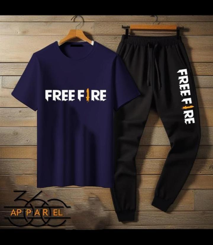 Men's Printed Jersey Track Suit - 2 Pcs Set in Blue