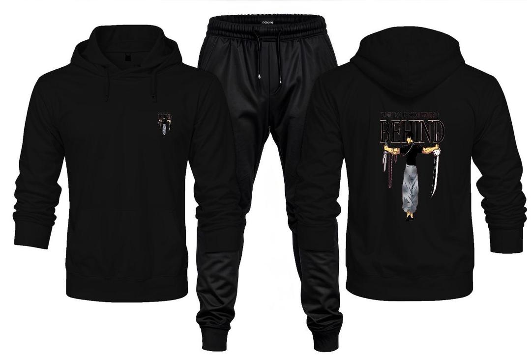 2 Pcs Men's Fleece Printed Hoodie Track Suit