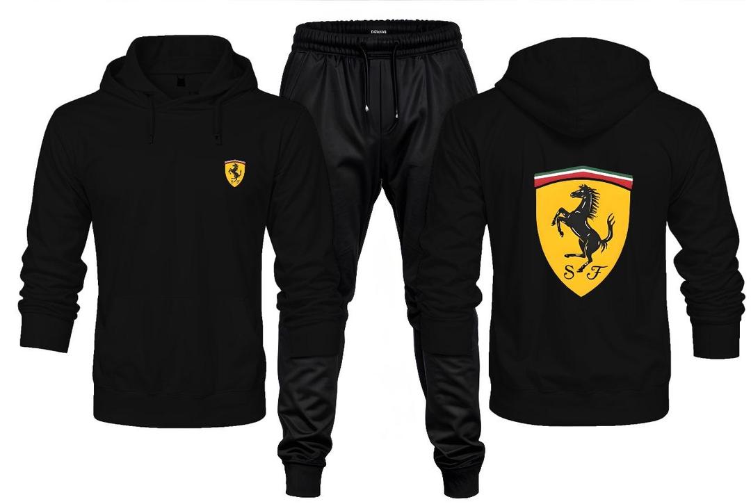 2 Pcs Men's Fleece Printed Hoodie Track Suit