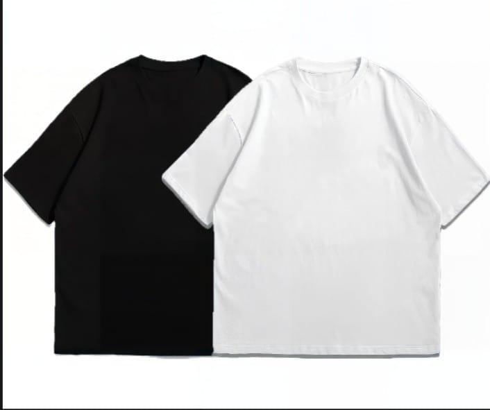 Men's Cotton Jersey T-Shirt Set - 2 Pcs Plain Round Neck Tees