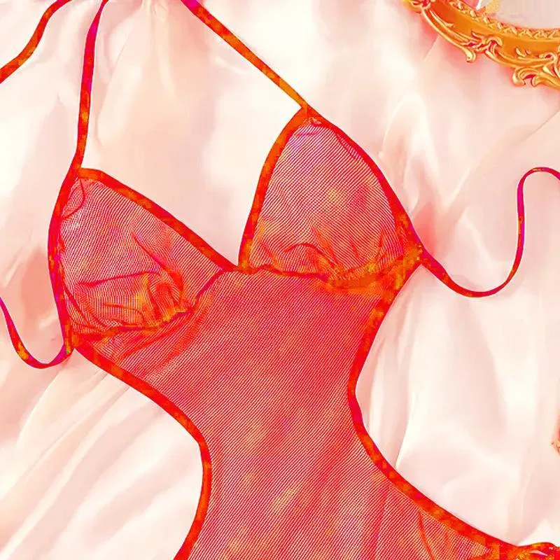 Red Jersey Plain Lightweight Bikini Set Free Size