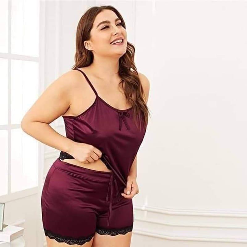 Comfortable Maroon Jersey Nightwear Set – 1 Pcs Lightweight Sleepwear