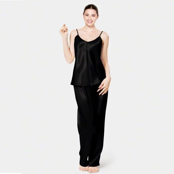 Comfortable Black Jersey Nightwear Set - Lightweight Plain Design