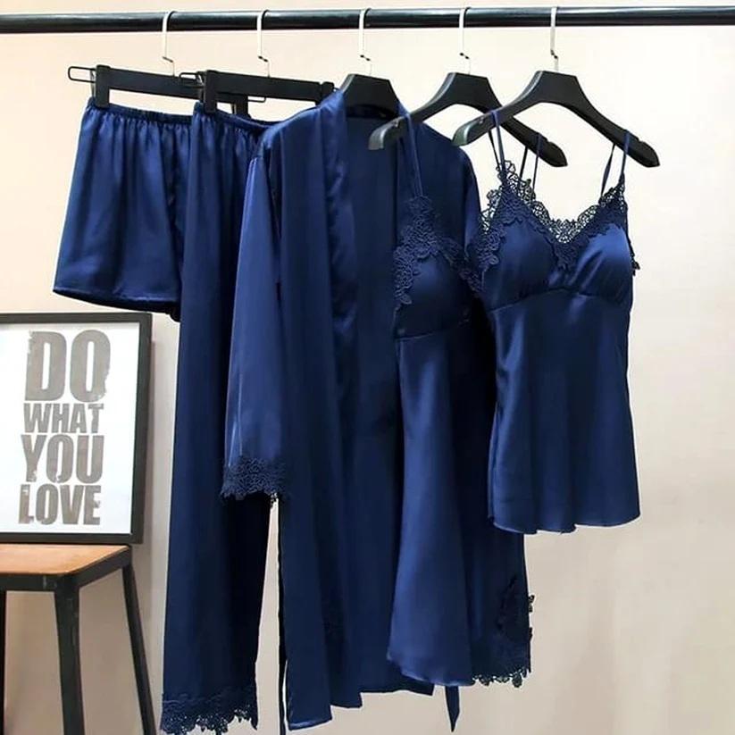Comfortable Blue Jersey Nightwear Set - 5 Pcs