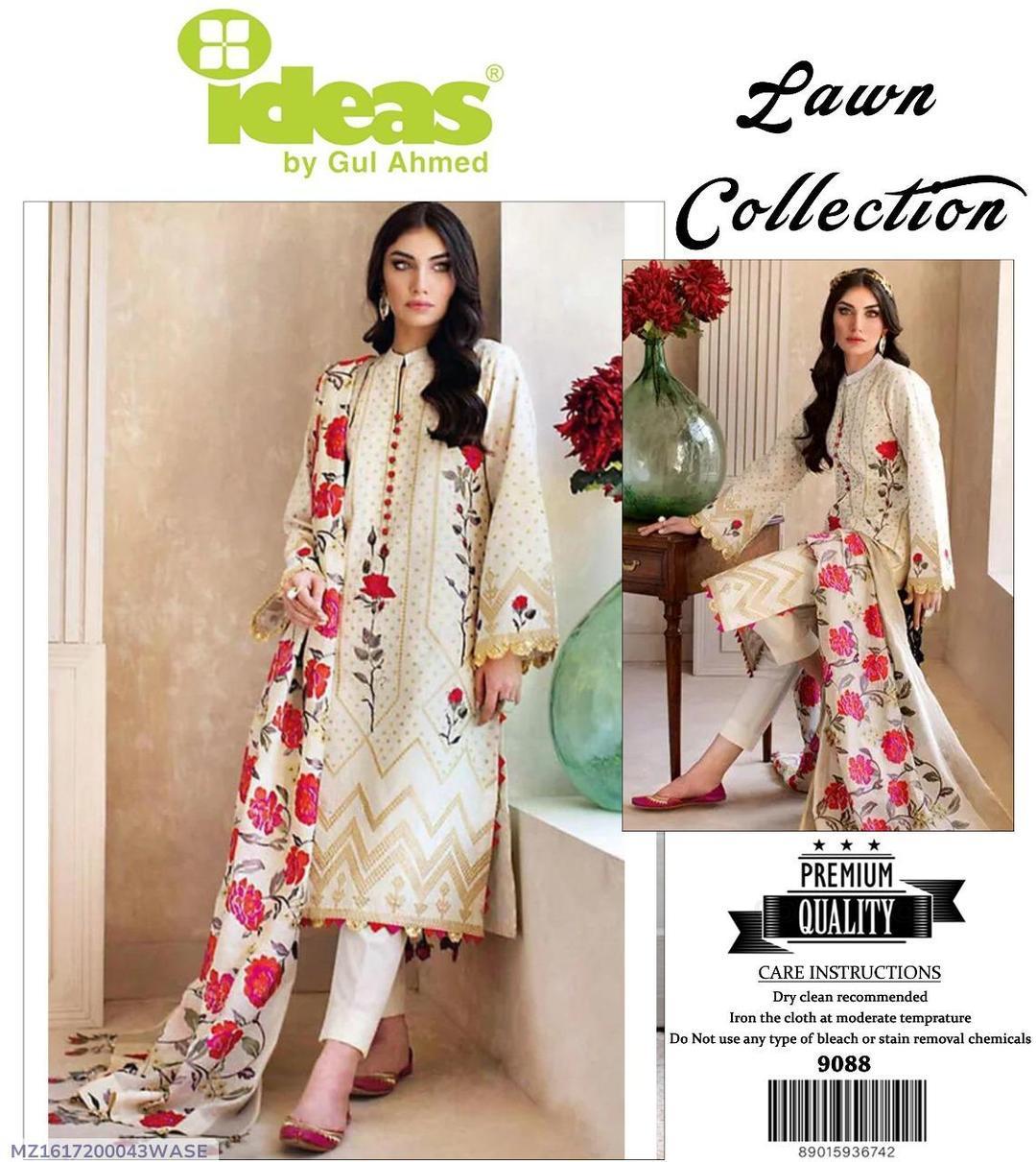 3 Pcs Women's Unstitched Embroidered Suit