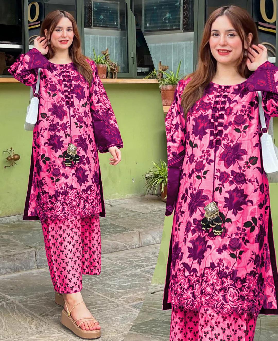 3 Pcs Women's Stitched Printed Suit