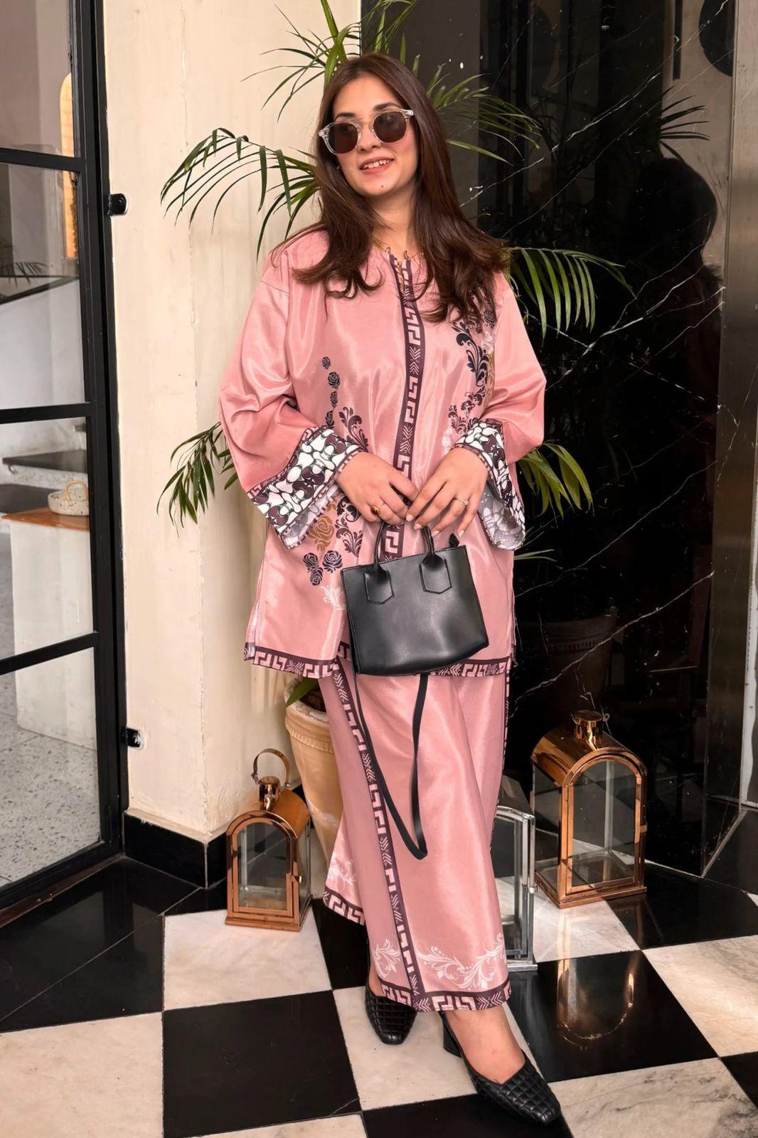 2 Pcs Women's Stitched Swiss Lawn Printed Shirt And Trouser