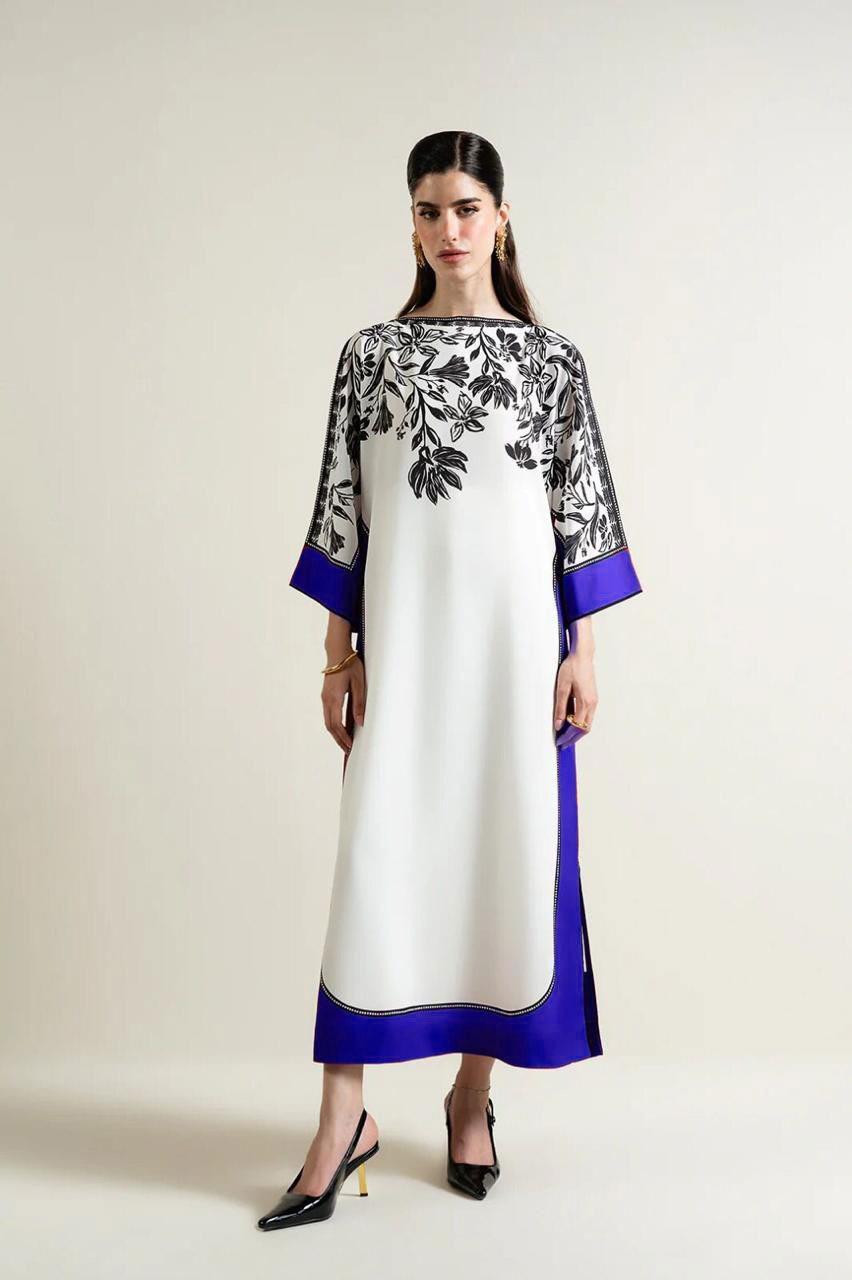 2 Pcs Women's Stitched Swiss Lawn Printed Shirt And Trouser