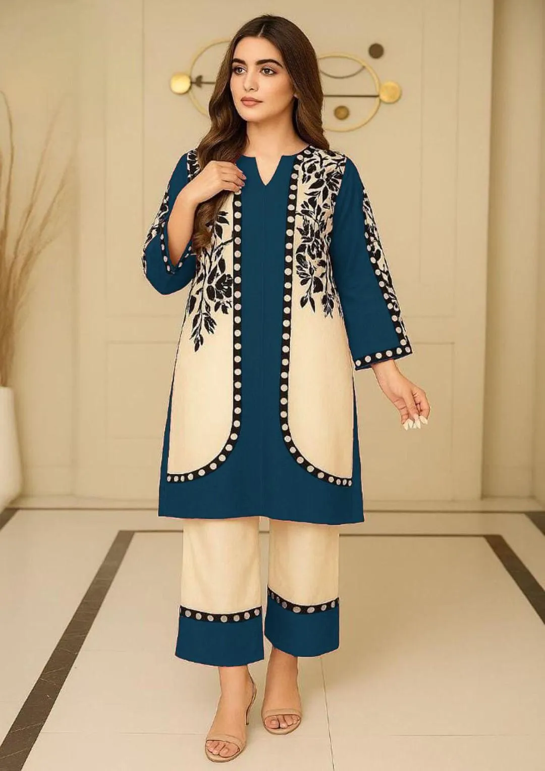 2 Pcs Women's Stitched Swiss Lawn Printed Shirt And Trouser