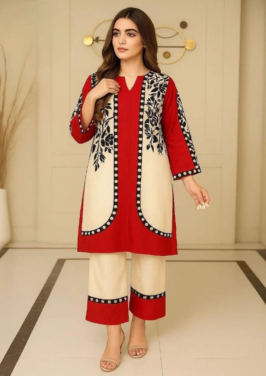 2 Pcs Women's Stitched Swiss Lawn Printed Shirt And Trouser