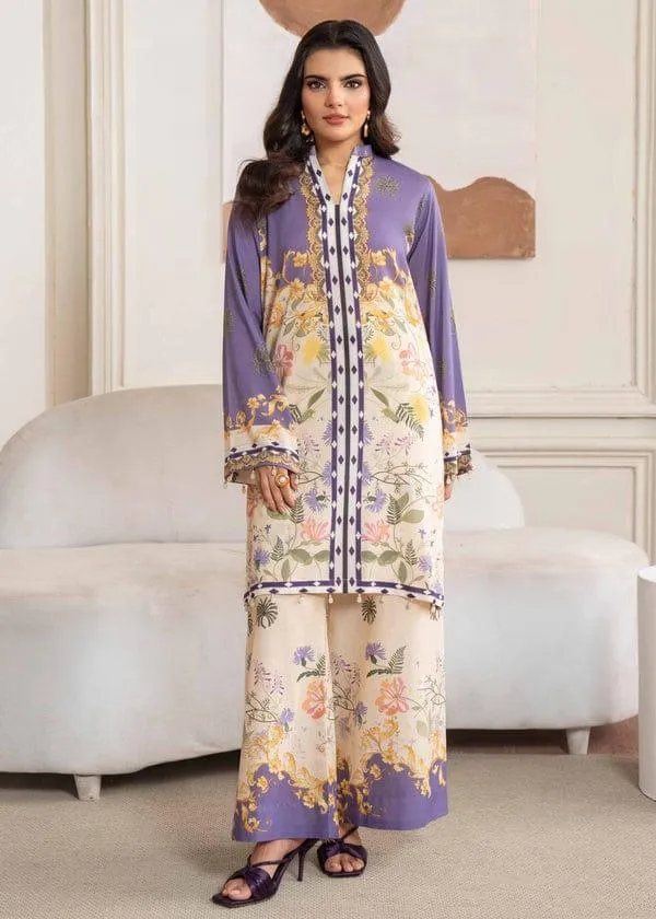 2 Pcs Women's Stitched Swiss Lawn Printed Shirt And Trouser