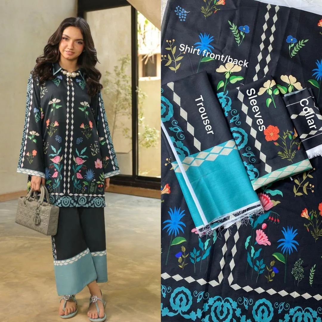 2 Pcs Women's Unstitched Printed Suit