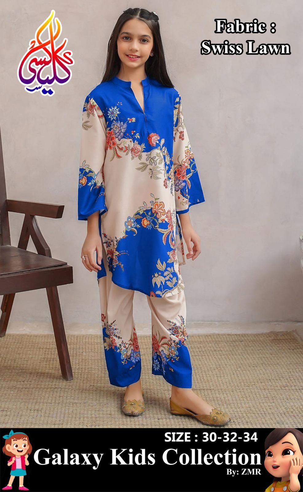 Charming Girl's Printed Kurta and Pajama Set - 2 Pcs