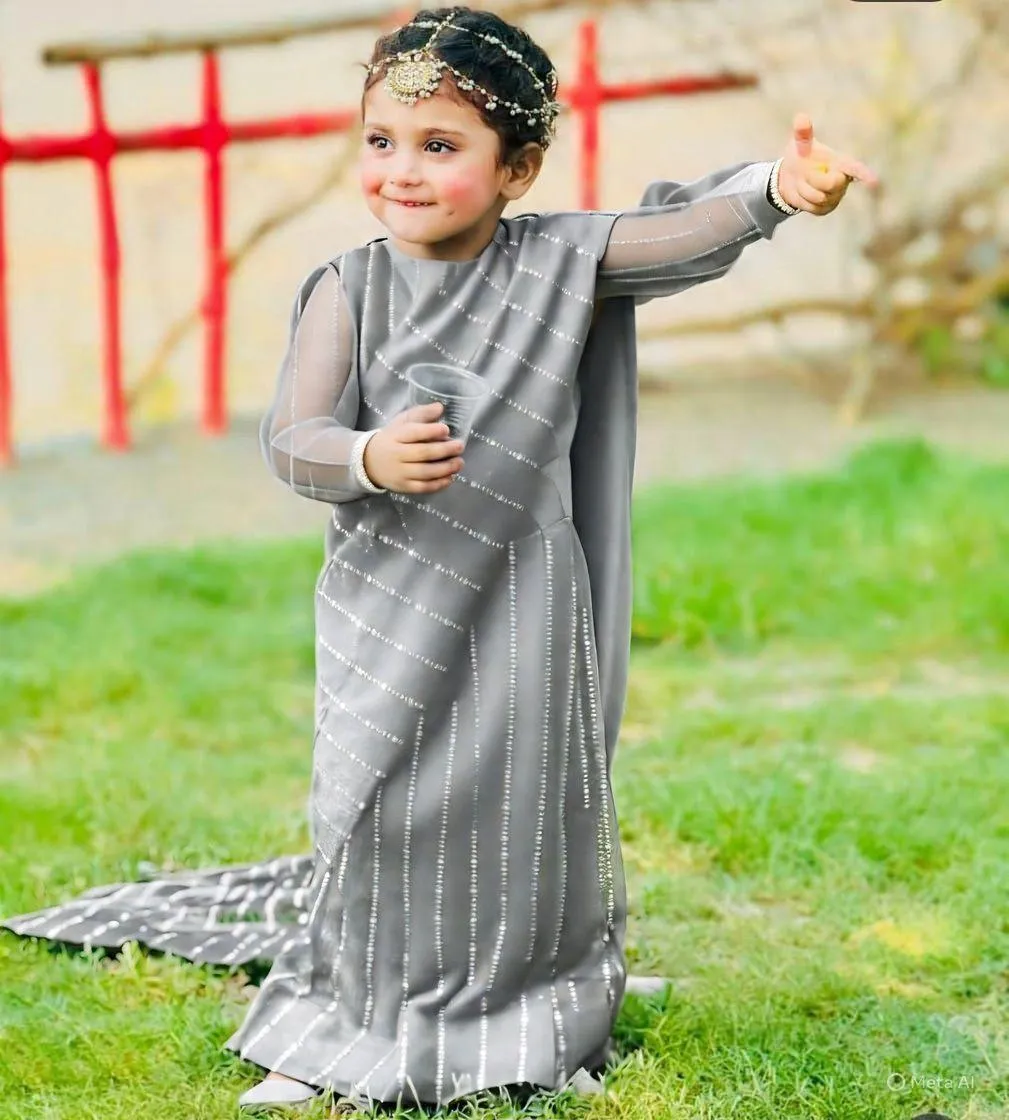2 Pcs Girl's Katan Silk Textured Stitched Suit