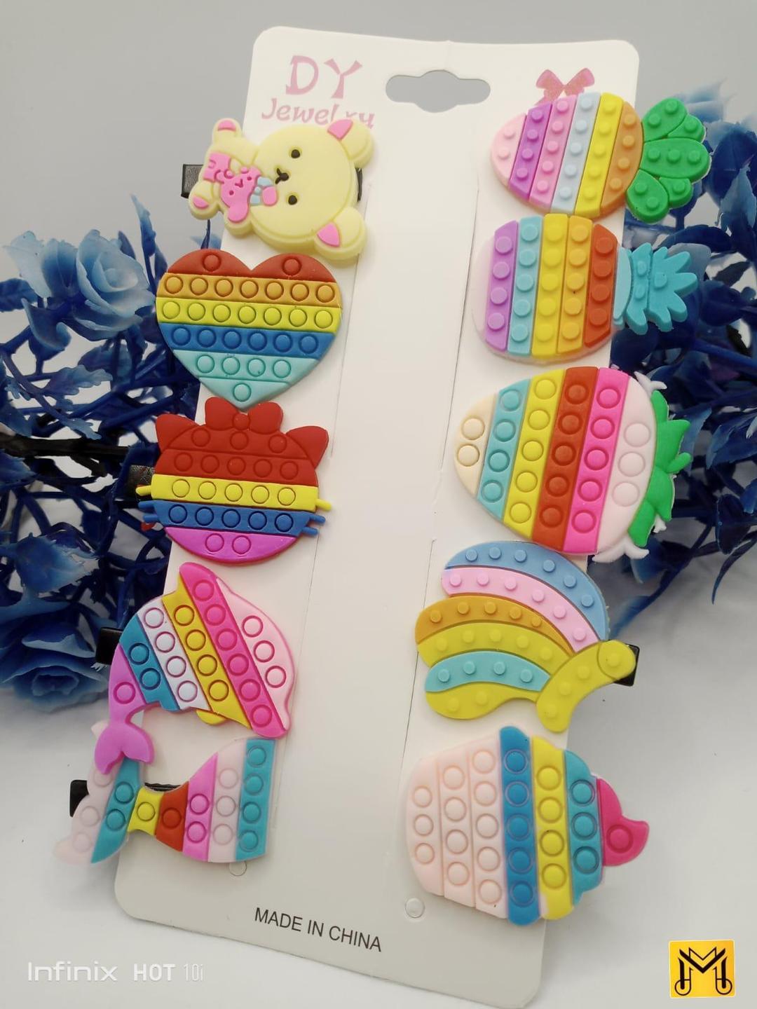 Multicolor Printed Hair Pins for Girls - Pack of 10 Pcs