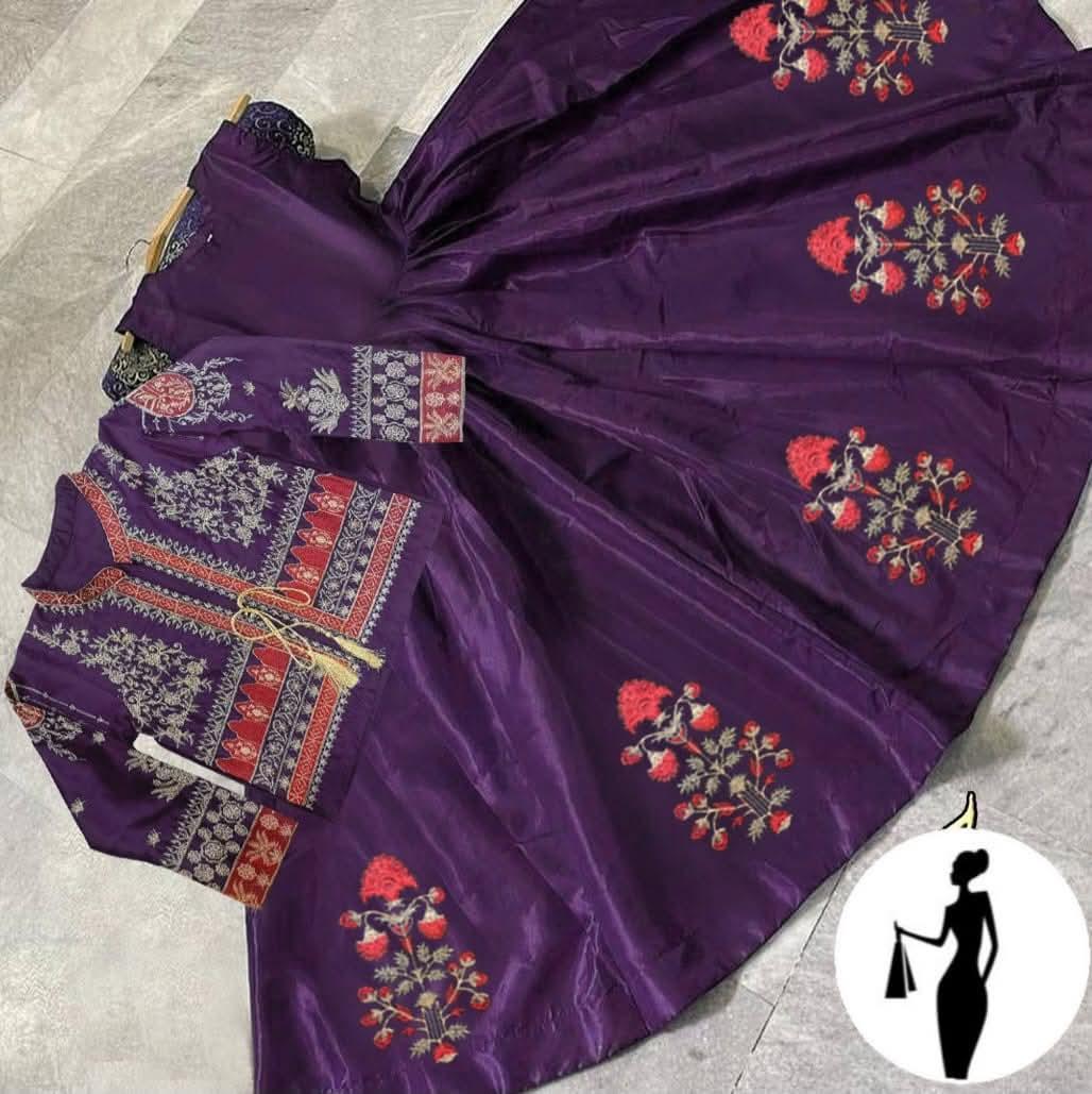 2 Pcs Women's Stitched Embroidered Maxi and Jacket