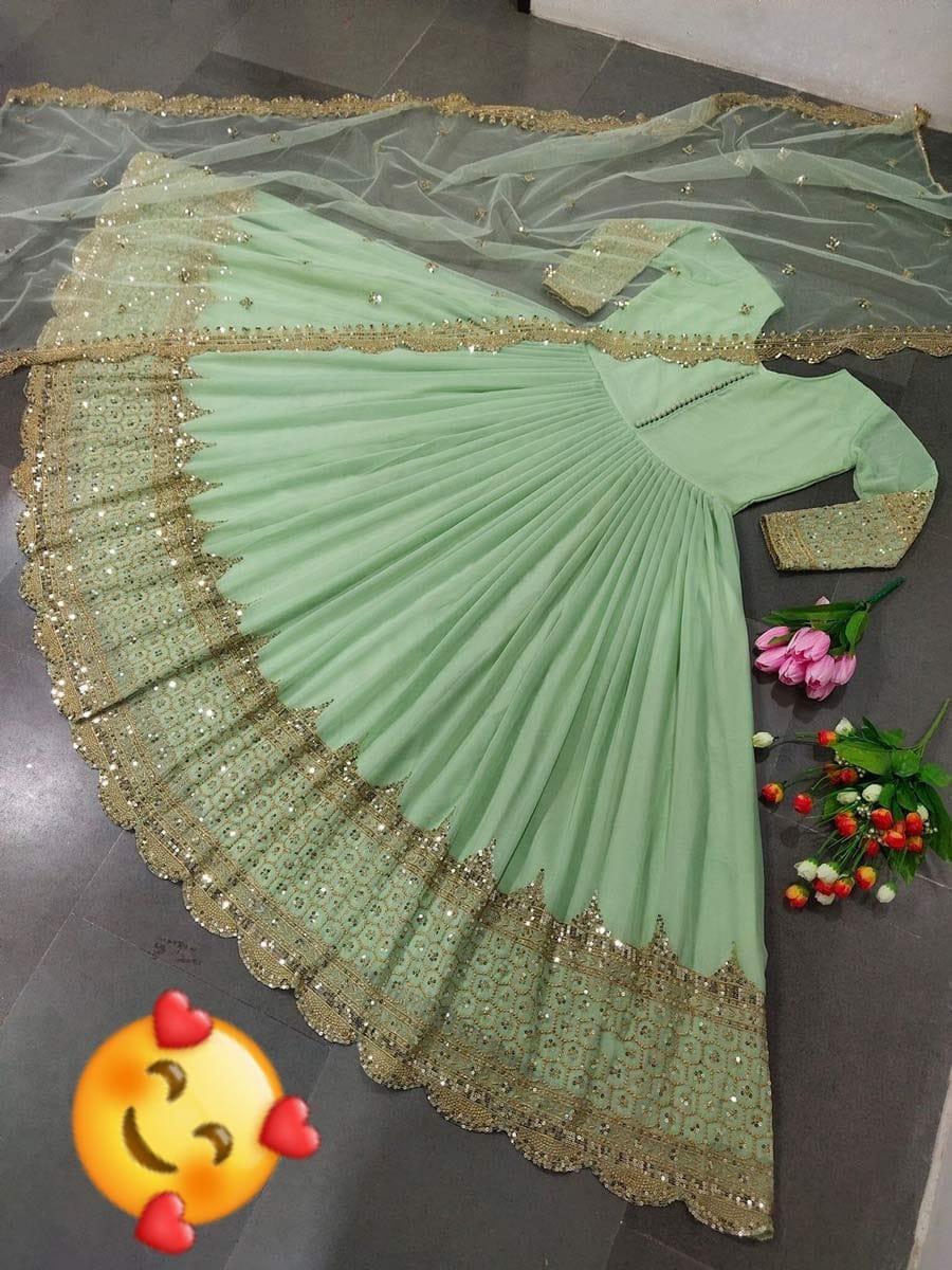 3 Pcs Women's Stitched Chiffon Embroidered Maxi Suit