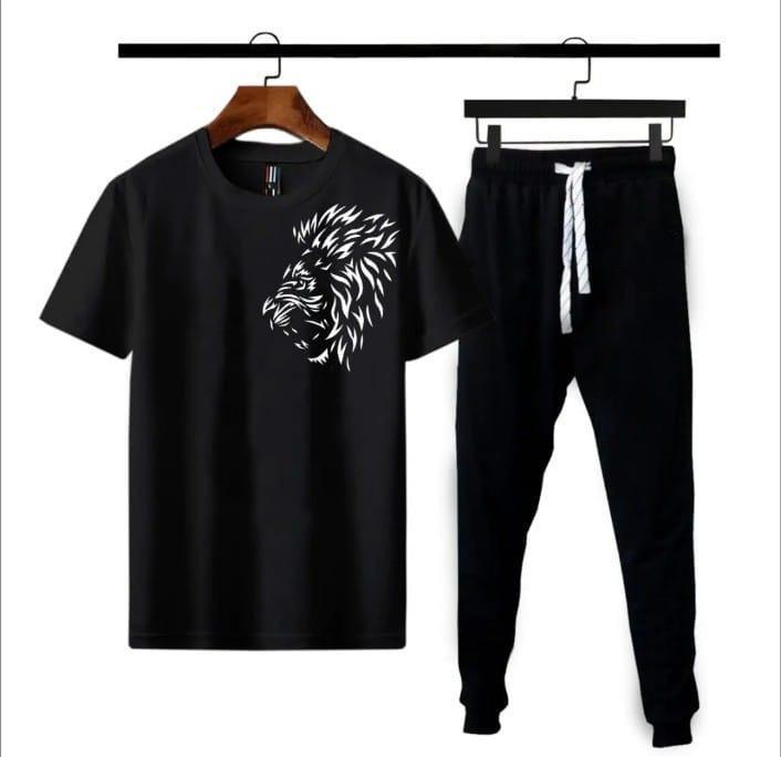 Men's Micro Track Suit - 2 Pcs Black Plain Set