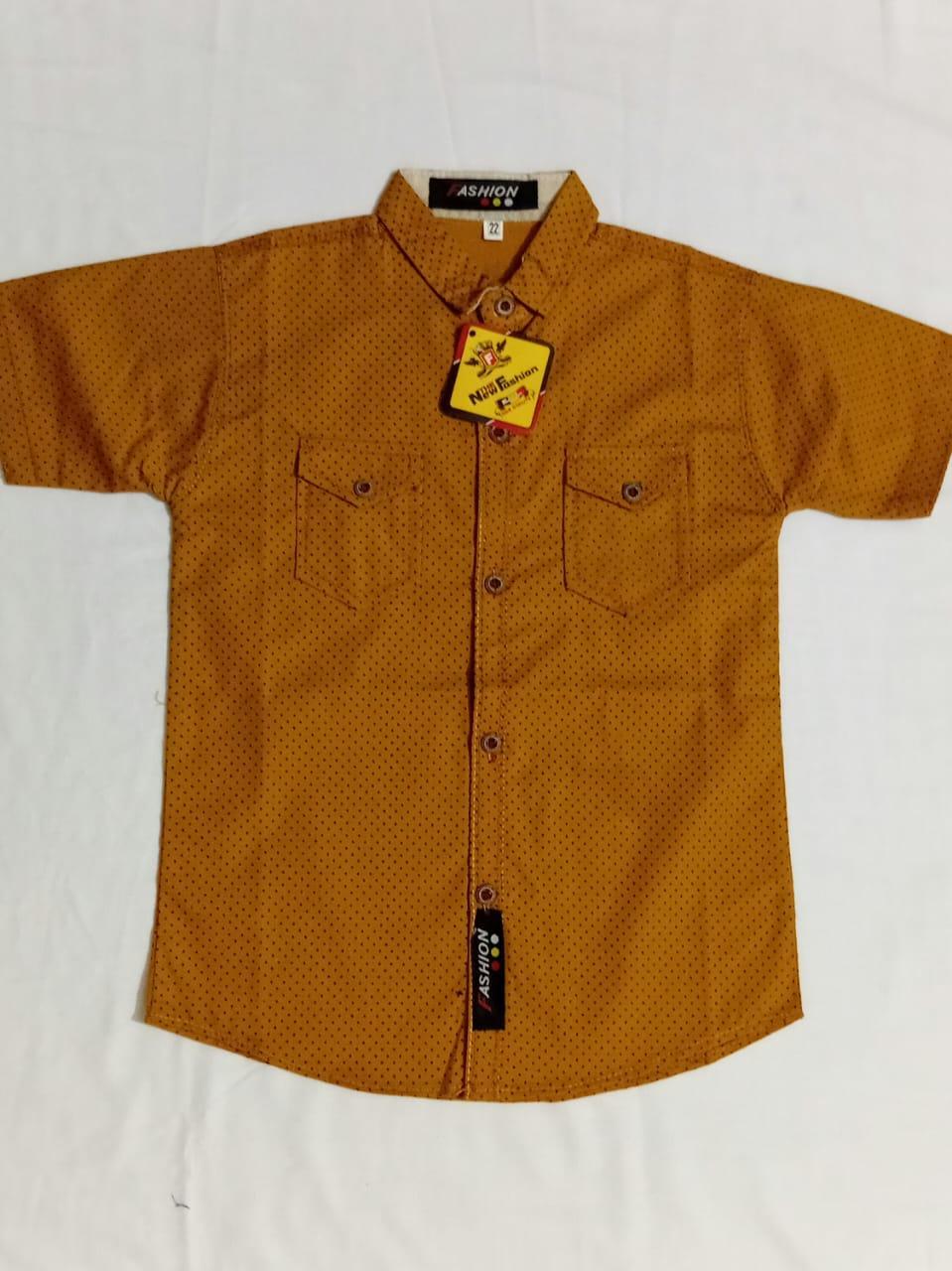 Stylish Cotton Dress Shirt for Boys - 1 Pc, Plain Mustard