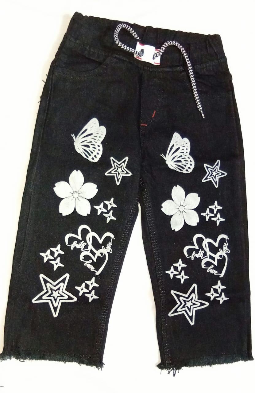 Stylish Girl's Printed Denim Jeans - Perfect for Ages 1-10, 1 Pc