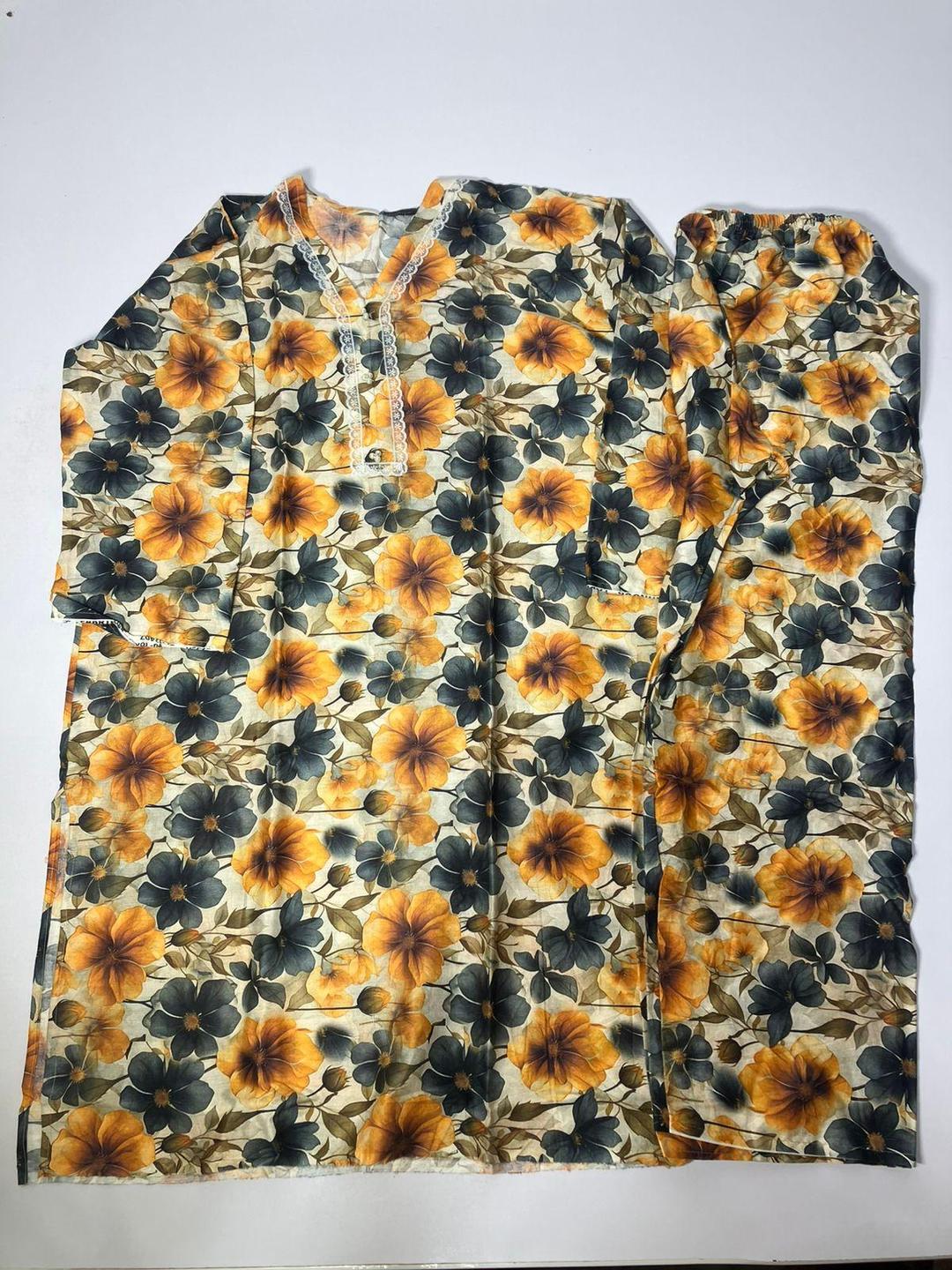 2 Pcs Women's Stitched Cotton Lawn Digital Print Shirt And Trouser