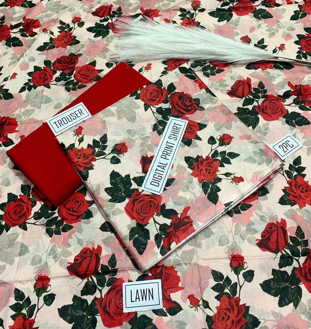 2 Pcs Women's Unstitched Digital Print Suit