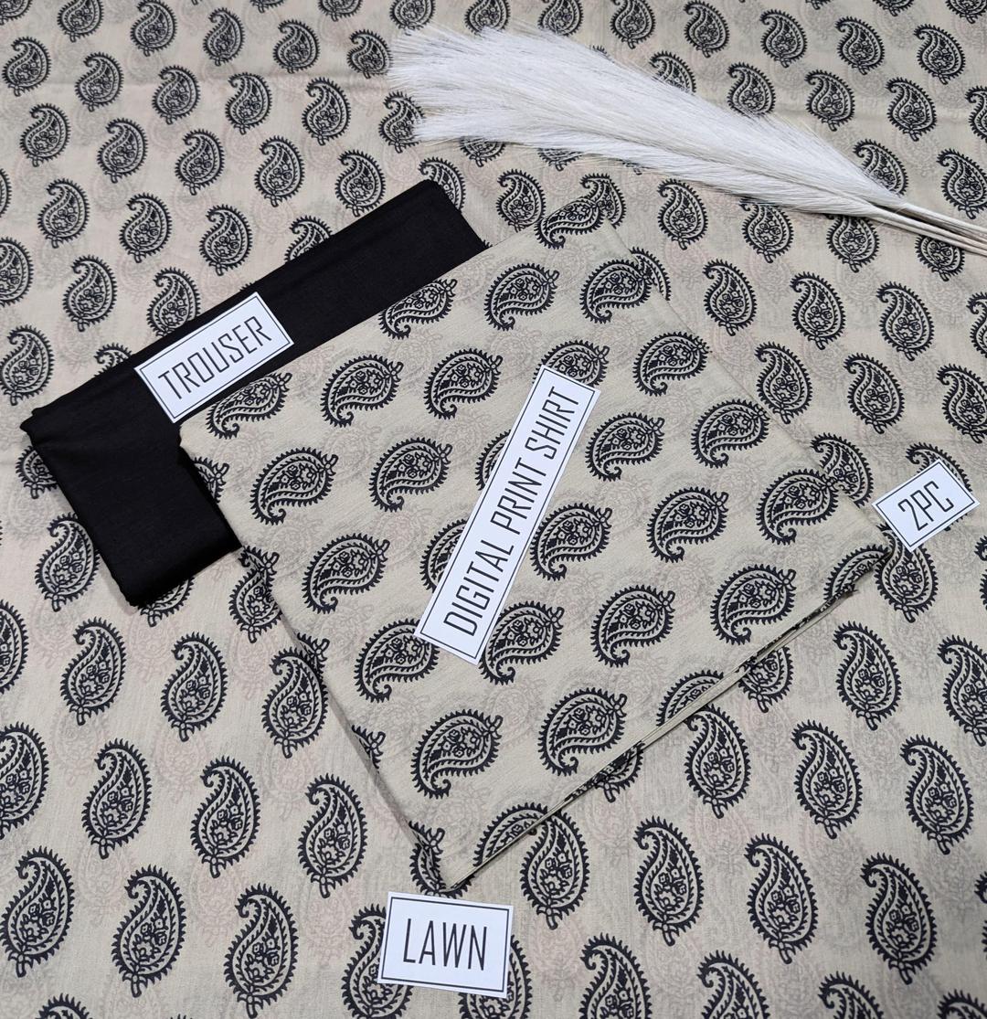 2 Pcs Women's Unstitched Digital Print Suit