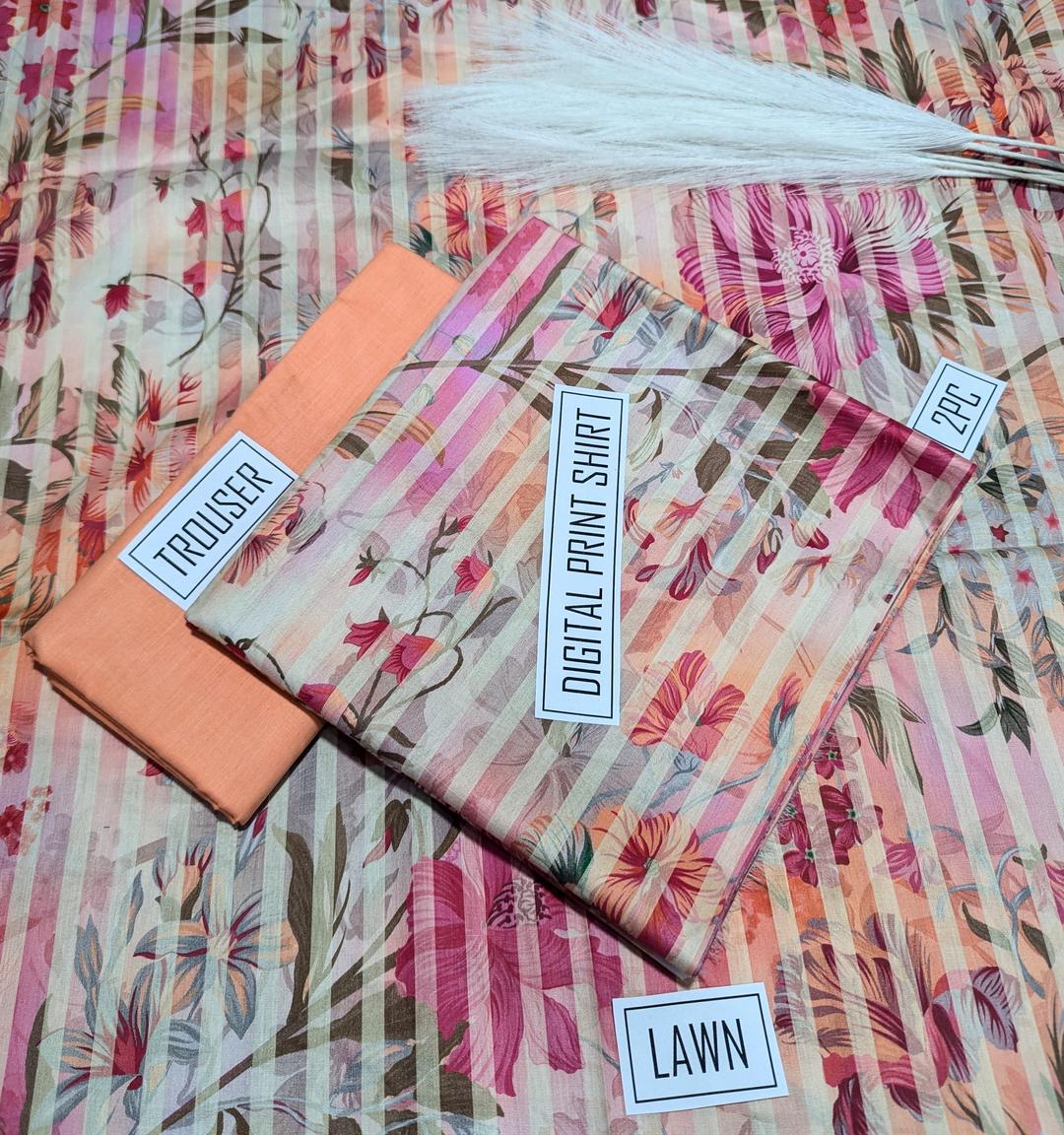 2 Pcs Women's Unstitched Digital Print Suit