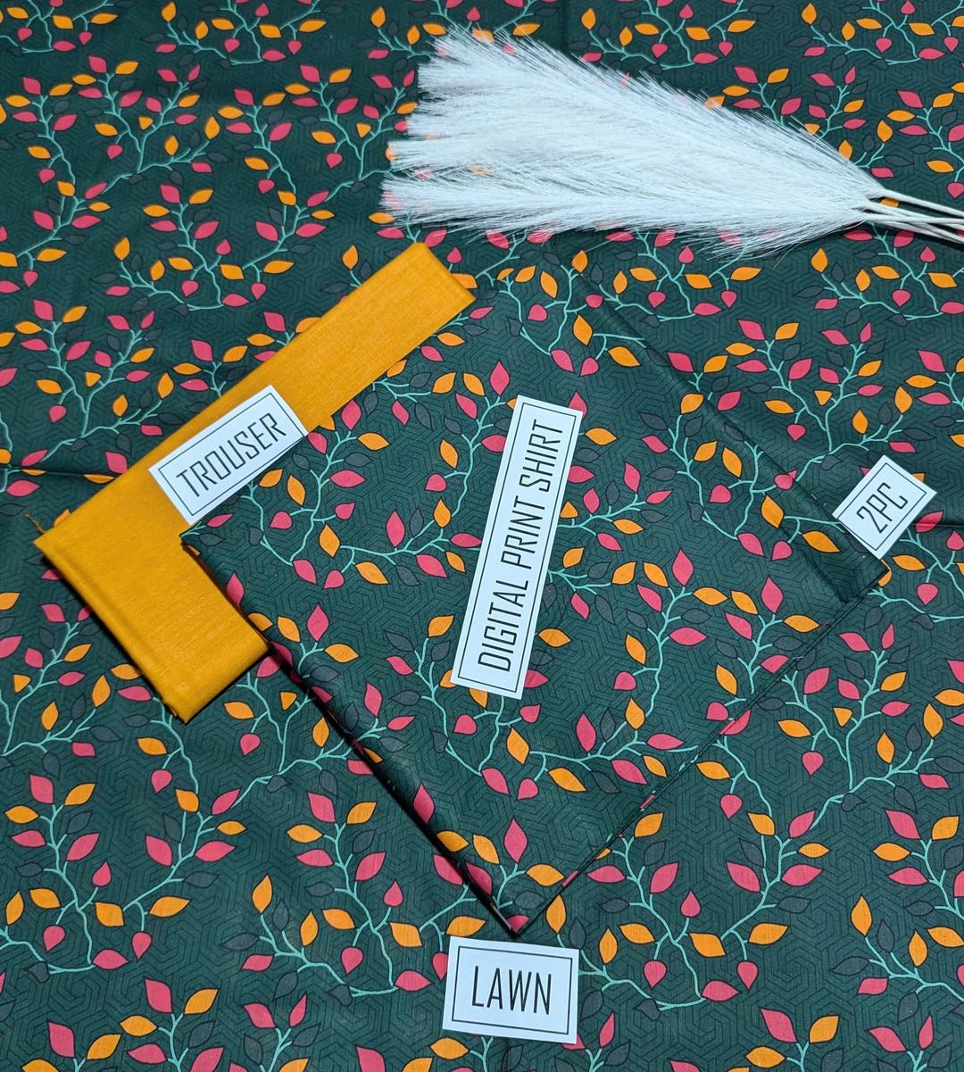 2 Pcs Women's Unstitched Digital Print Suit