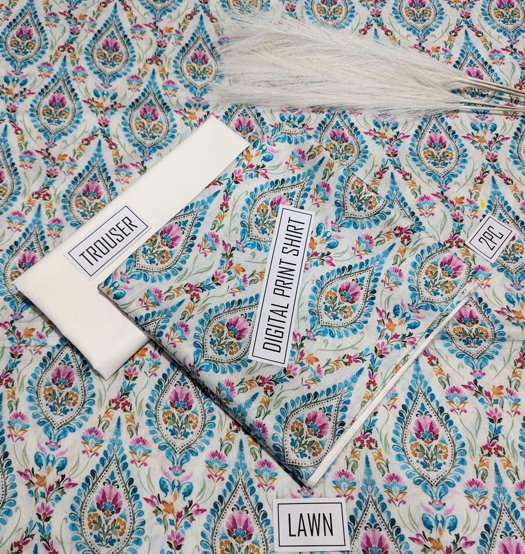 2 Pcs Women's Unstitched Digital Print Suit