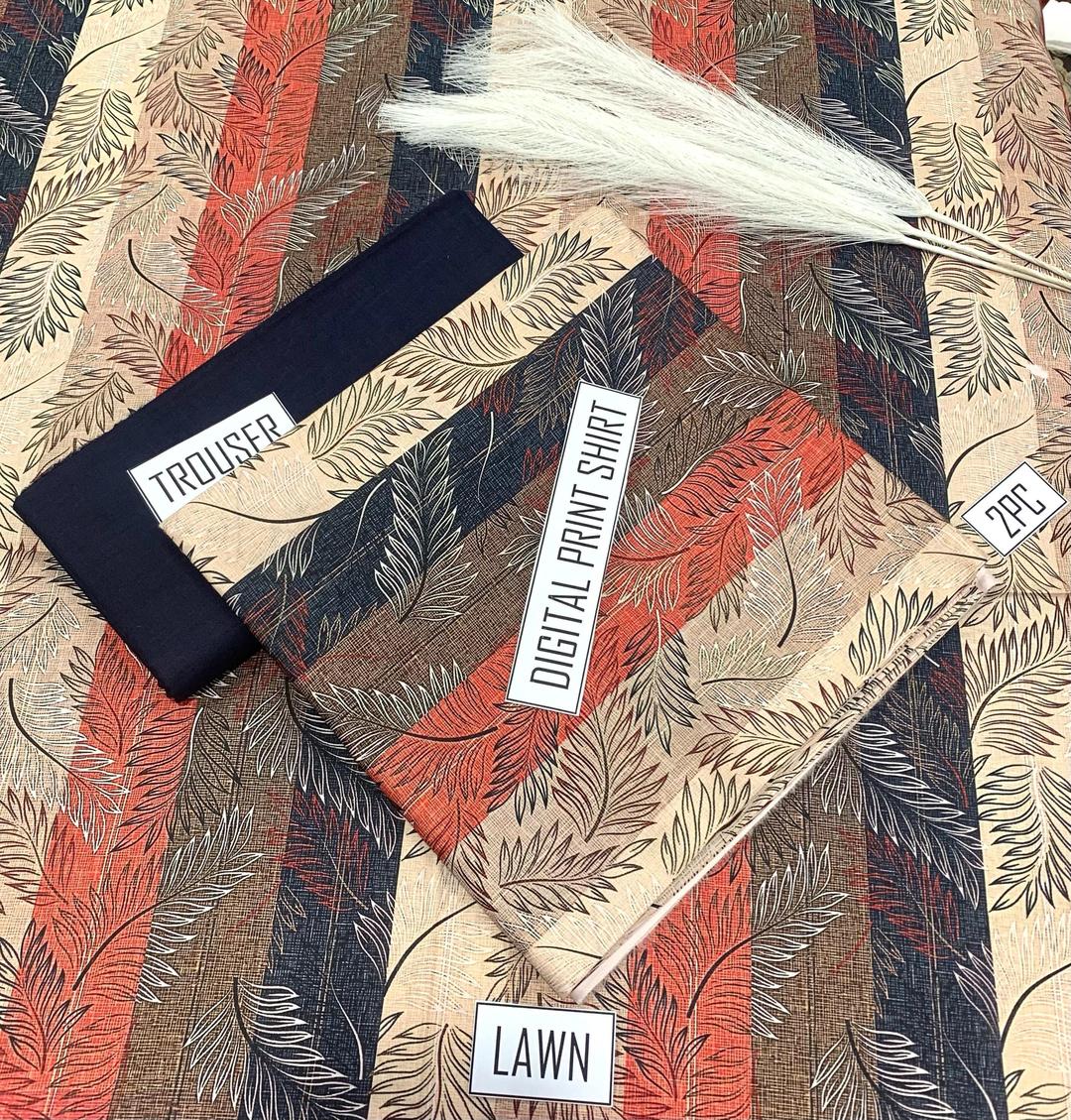 2 Pcs Women's Unstitched Digital Print Suit